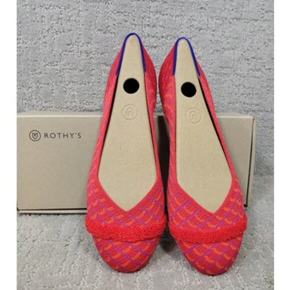 ROTHY’S Womens Size 8 Pomegranate Pink Textile Round Toe Slip On Ballet Flats - Picture 1 of 11